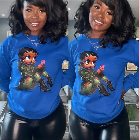 Camo Girl Blue Crewneck (Deal)