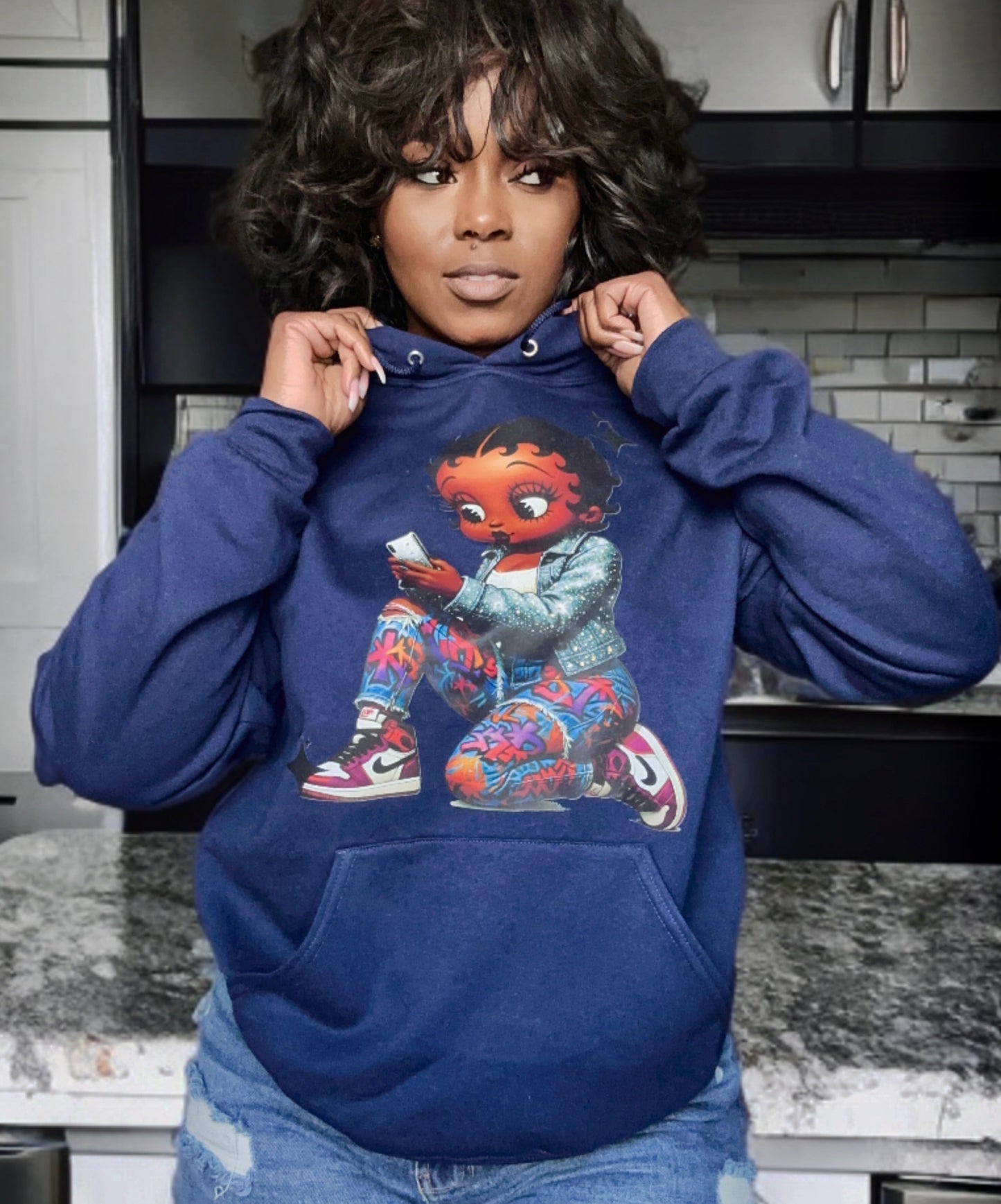 HIGH QUALITY Rhinestone B Hoodie