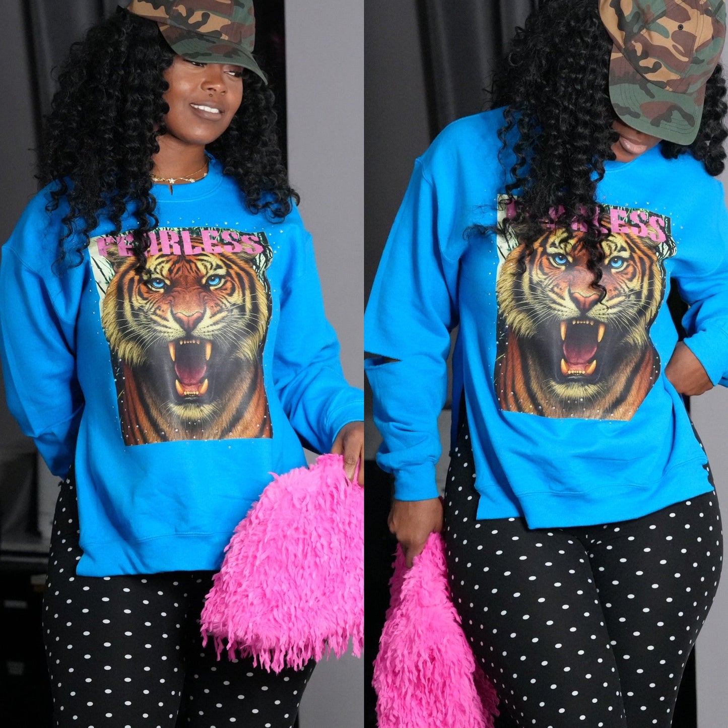 Custom Rhinestone Tiger Head Crewneck